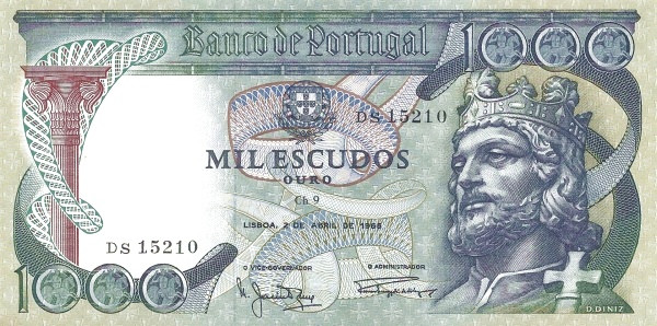 PORTUGAL 1000 Escudos 1965 Pick 171 collectible banknote