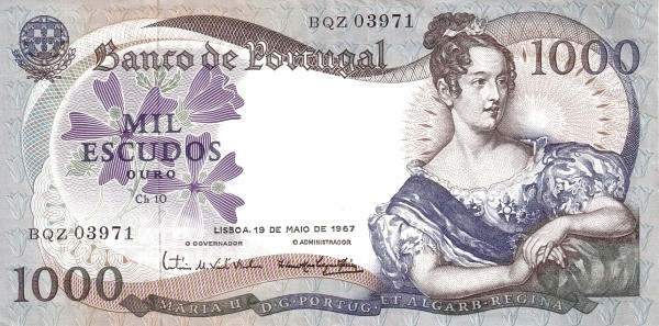 PORTUGAL 1000 Escudos 1967 Pick 172 collectible banknote