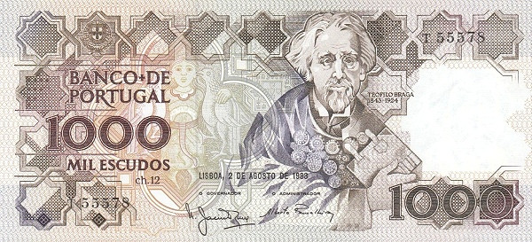 PORTUGAL 1000 Escudos 1983 Pick 181 collectible banknote