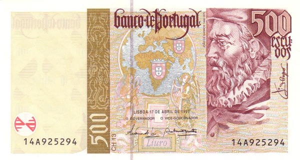 PORTUGAL 500 Escudos 1997 Pick 187 collectible banknote
