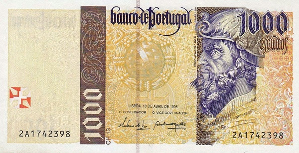 PORTUGAL 1000 Escudos 1996 Pick 188 collectible banknote