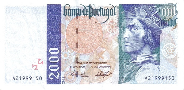 PORTUGAL 2000 Escudos 1995 Pick 189 collectible banknote
