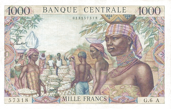 EQUATORIAL AFRICAN STATES 1000 Francs 1963 Pick 5 collectible banknote