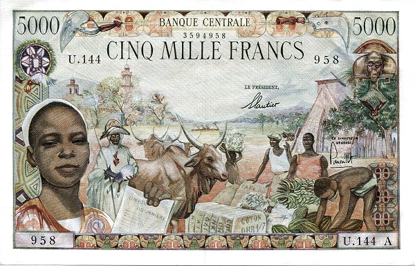 EQUATORIAL AFRICAN STATES 5000 Francs 1963 Pick 6 collectible banknote