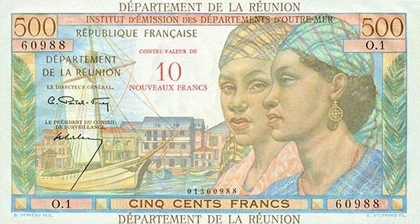 RÉUNION 10 Nouveaux 1967 Pick 54 collectible banknote