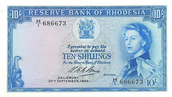 RHODESIA 10 Shillings 1964 Pick 24