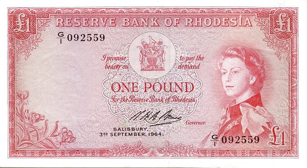 RHODESIA 1 Pound 1964 Pick 25