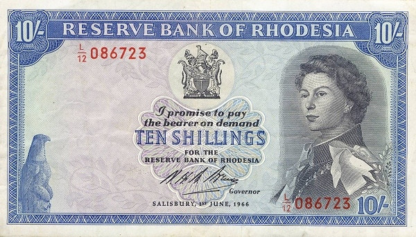 RHODESIA 10 Shillings 1966 Pick 27
