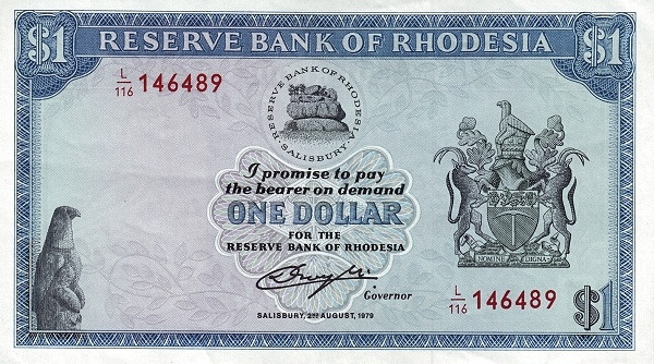 RHODESIA 1 Dollar 1979 Pick 38 collectible banknote
