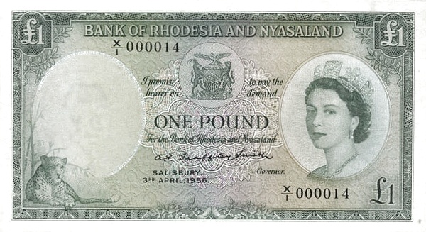 RHODESIA AND NYASALAND 1 Pound 1956 Pick 21