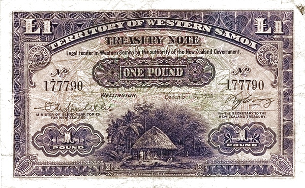 SAMOA 1 Pound 1961 Pick 8A collectible banknote