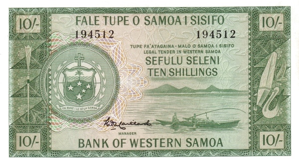 SAMOA 10 Seleni 1963 Pick 13 collectible banknote