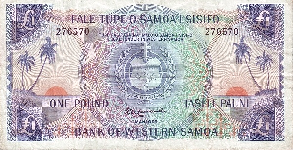 SAMOA 1 Pauni 1963 Pick 14 collectible banknote