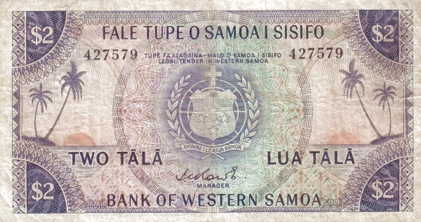SAMOA 2 T 1967 Pick 17 collectible banknote