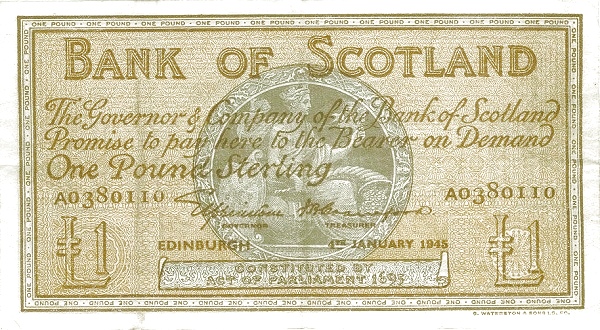 SCOTLAND 1 Pound 1953 Pick 96 collectible banknote
