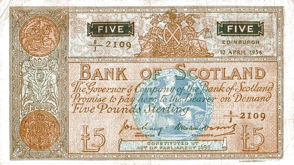 SCOTLAND 5 Pounds 1956 Pick 101