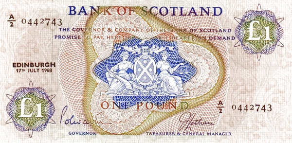 SCOTLAND 1 Pound 1968 Pick 109 collectible banknote