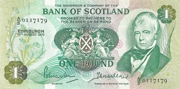 SCOTLAND 1 Pound 1970 Pick 111 collectible banknote