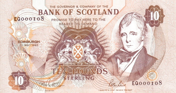 SCOTLAND 10 Pounds 1992 Pick 117 collectible banknote