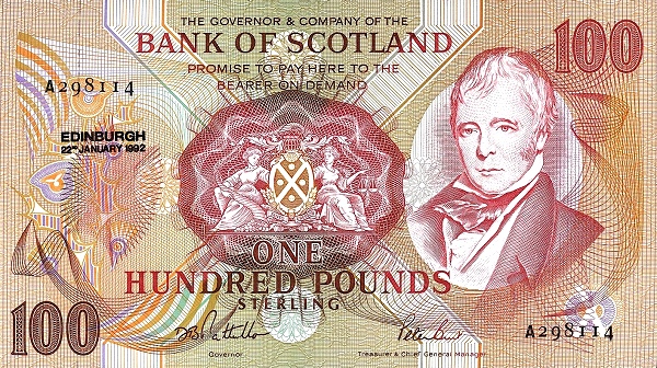 SCOTLAND 100 Pounds 1990 Pick 118A collectible banknote