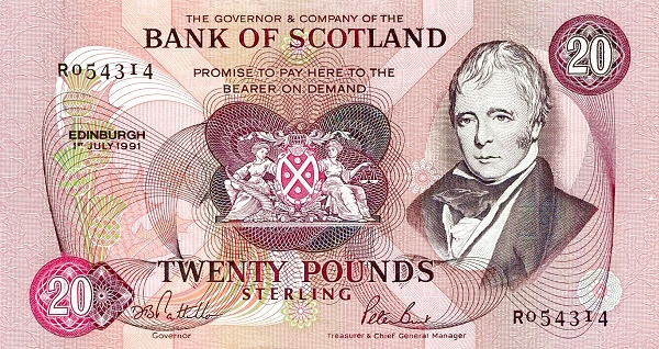 SCOTLAND 20 Pounds 1991 Pick 118 collectible banknote