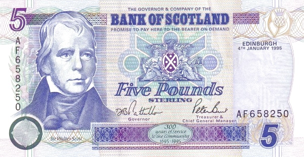 SCOTLAND 5 Pounds 1995 Pick 119 collectible banknote