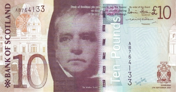 SCOTLAND 10 Pounds 2007 Pick 125 collectible banknote