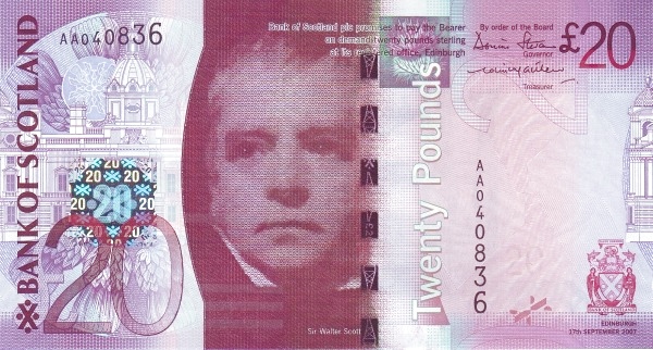 SCOTLAND 20 Pounds 2007 Pick 126 collectible banknote