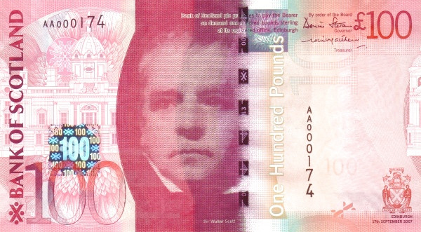 SCOTLAND 100 Pounds 2007 Pick 128 collectible banknote