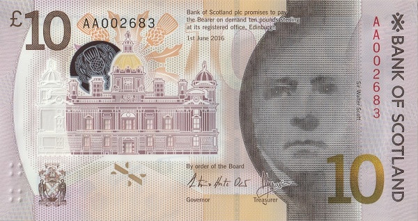 SCOTLAND 10 Pounds 2016 Pick 131 collectible banknote