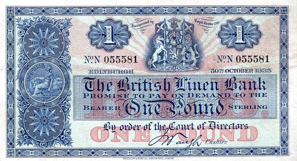 SCOTLAND 1 Pound 1960 Pick 157 collectible banknote