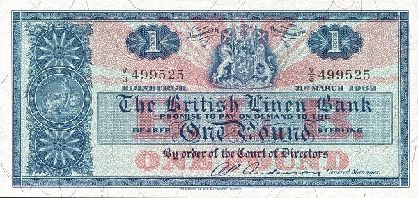 SCOTLAND 1 Pound 1962 Pick 166 collectible banknote
