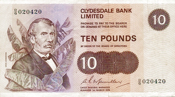 SCOTLAND 10 Pounds 1972 Pick 207 collectible banknote
