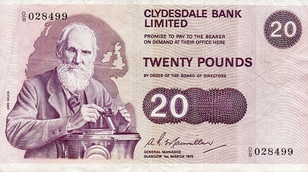 SCOTLAND 20 Pounds 1972 Pick 208 collectible banknote