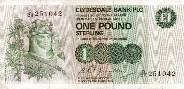 SCOTLAND 1 Pound 1982 Pick 211 collectible banknote