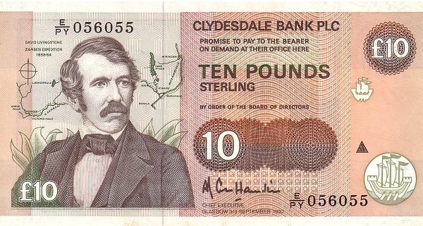 SCOTLAND 10 Pounds 1992 Pick 219 collectible banknote