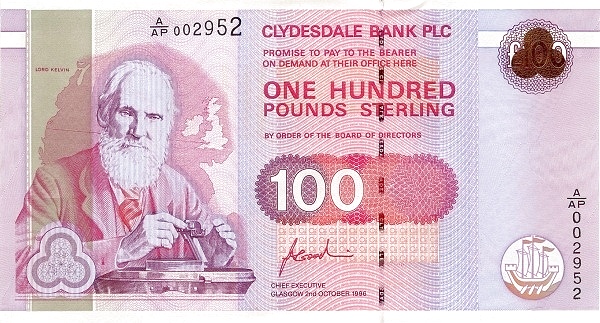 SCOTLAND 100 Pounds 1996 Pick 223 collectible banknote