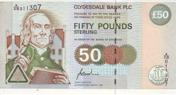 SCOTLAND 50 Pounds 1996 Pick 225 collectible banknote
