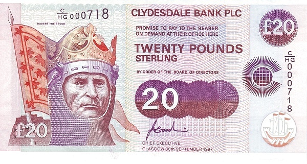 SCOTLAND 20 Pounds 1997 Pick 227 collectible banknote