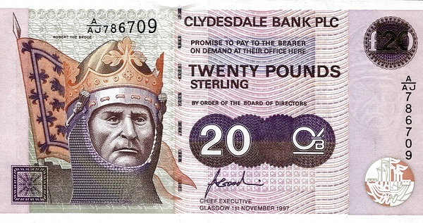SCOTLAND 20 Pounds 1997 Pick 228 collectible banknote