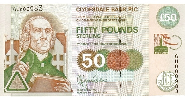 SCOTLAND 50 Pounds 2001 Pick 229C collectible banknote