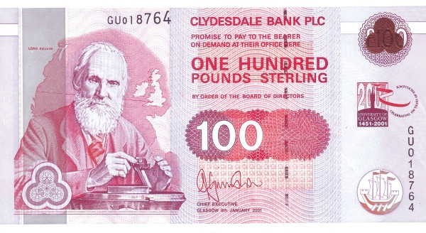 SCOTLAND 100 Pounds 2001 Pick 229D collectible banknote