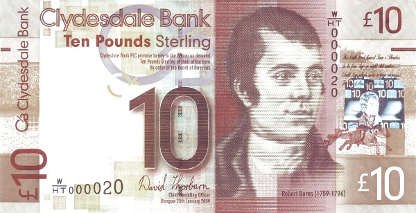 SCOTLAND 10 Pounds 2009 Pick 229J collectible banknote