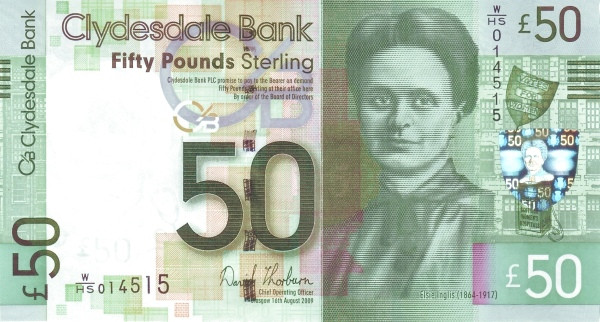 SCOTLAND 50 Pounds 2009 Pick 229L collectible banknote