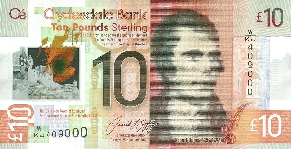 SCOTLAND 10 Pounds 2017 Pick 229Q collectible banknote