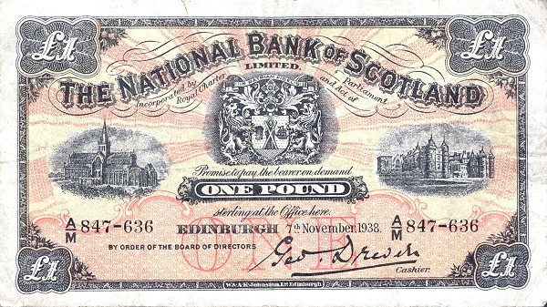 SCOTLAND 1 Pound 1959 Pick 258 collectible banknote