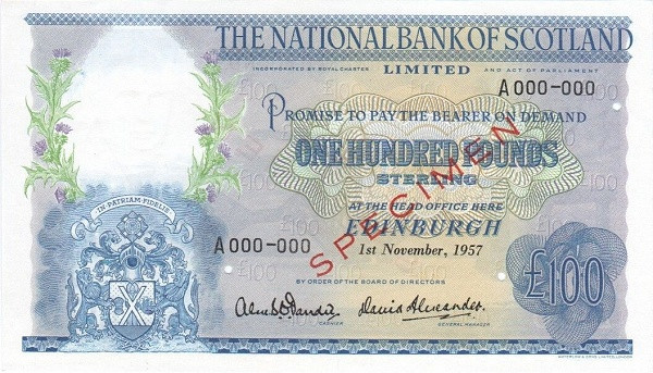 SCOTLAND 100 Pounds 1957 Pick 264 collectible banknote