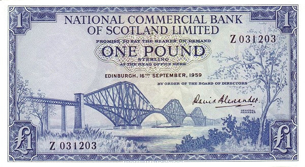 SCOTLAND 1 Pound 1959 Pick 265 collectible banknote