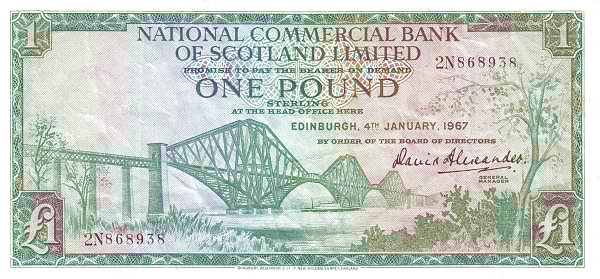SCOTLAND 1 Pound 1967 Pick 271 collectible banknote