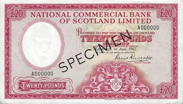 SCOTLAND 20 Pounds 1967 Pick 275A collectible banknote